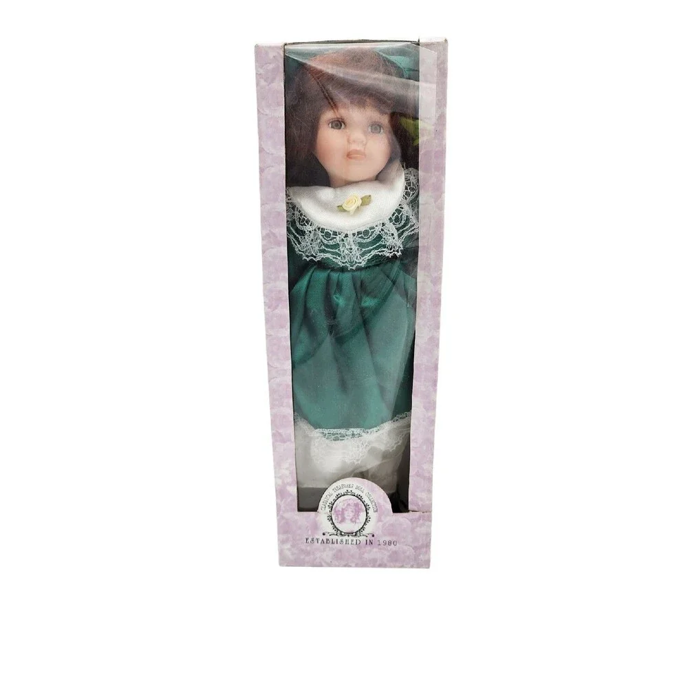 Classical Treasures Porcelain Doll Green Dress COA Stand 12
